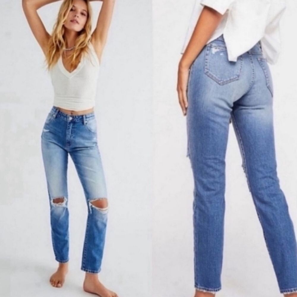 Rolla’s Miller Mid-High Rise Slim Jeans Sz 31  Distressed 90s Butter Mom Grunge